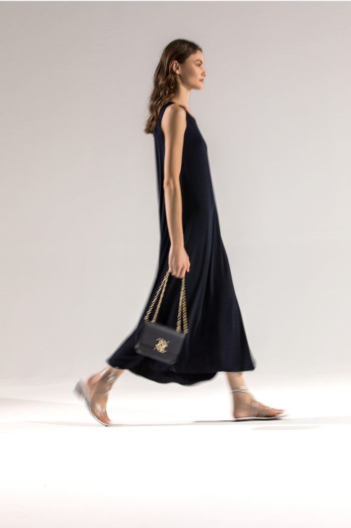 Vestido midi de punto circular