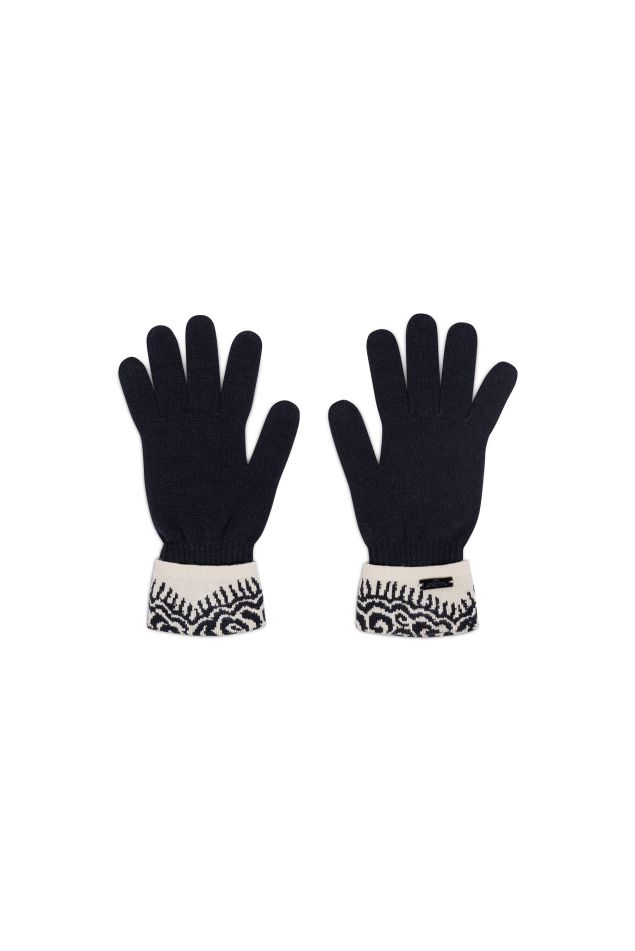 Lace Pattern Jacquard Knit Gloves