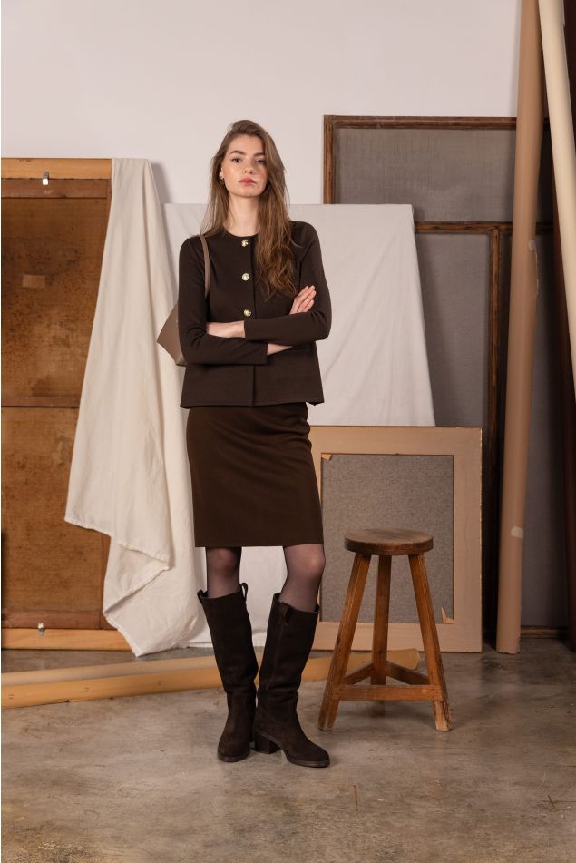 Milano-Knit Pencil Skirt With Elasticated Waistband