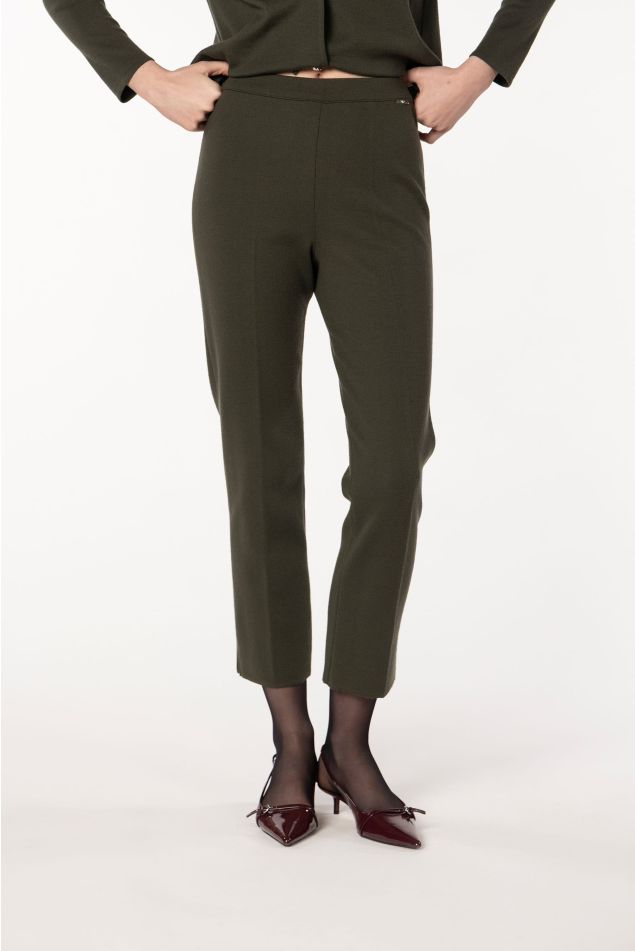 Ankle-Length Stretch Knit Trousers