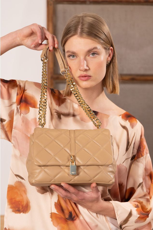 Medium Camel Quilted Bag