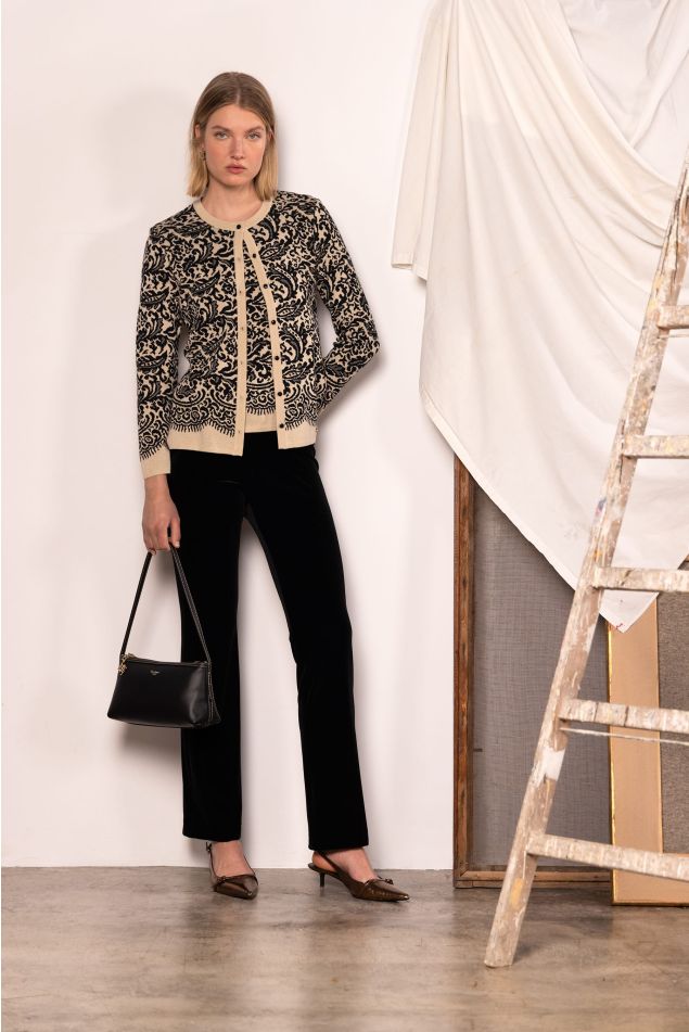 Càrdigan de punt jacquard blonda