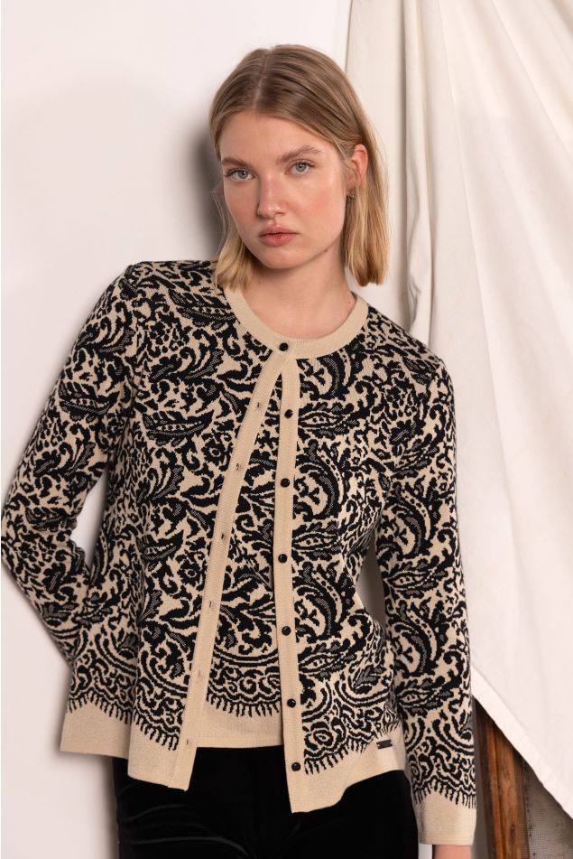 Càrdigan de punt jacquard blonda