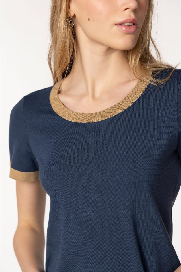 Knit Sweater with Contrast Trims