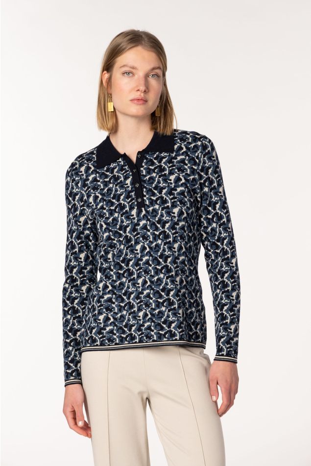 Polo de punt jacquard animal