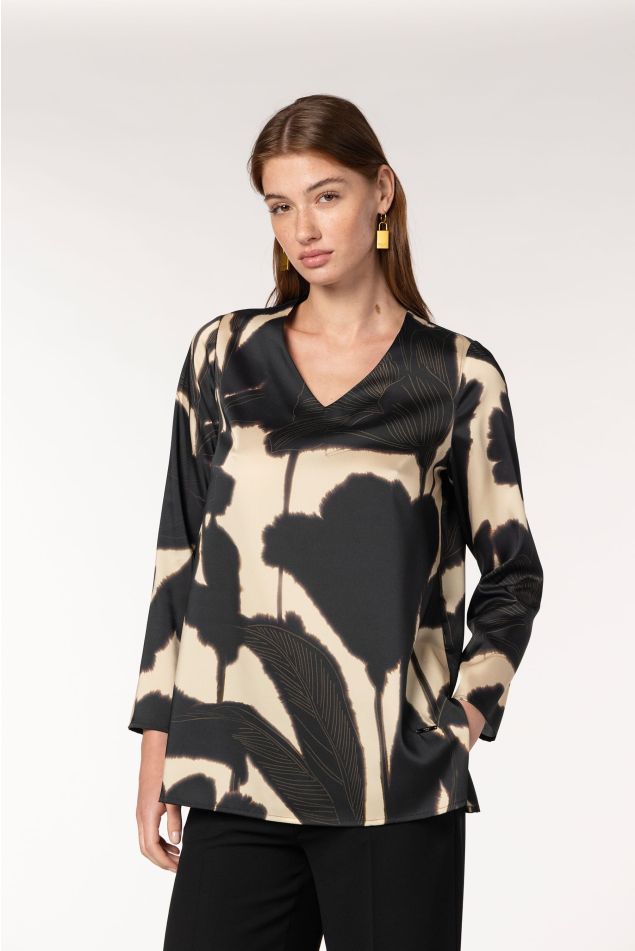 Brusa de sarja amb estampat floral