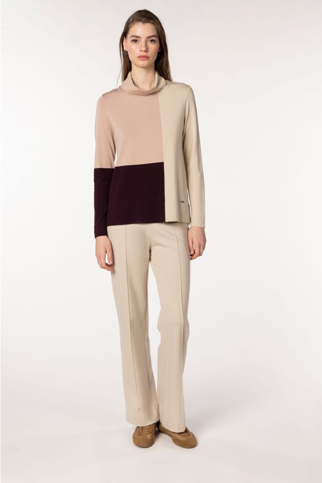 Geometric Intarsia Turtleneck Sweater