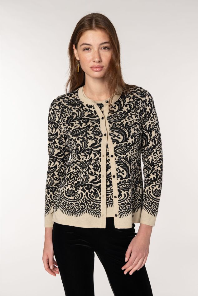 Twin set de punt jacquard blonda