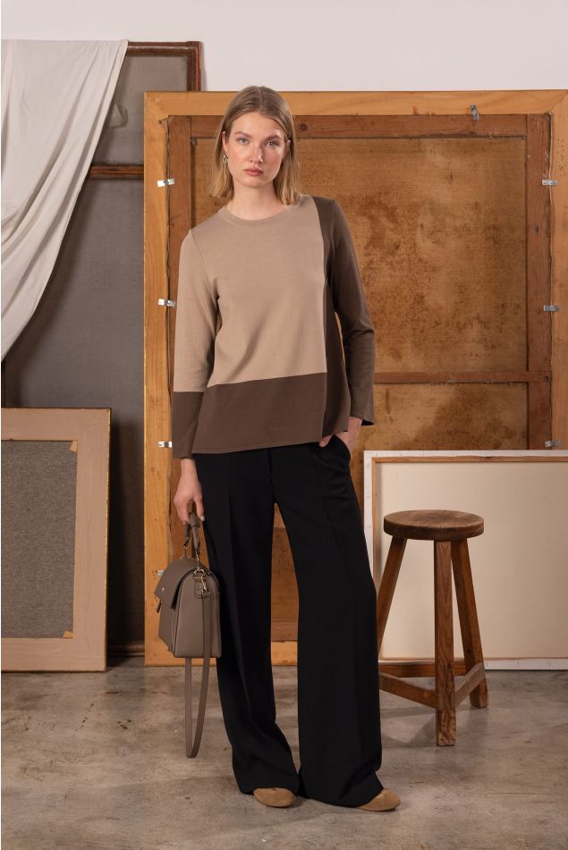 Geometric Intarsia-knit Sweater with Flared Sleeves