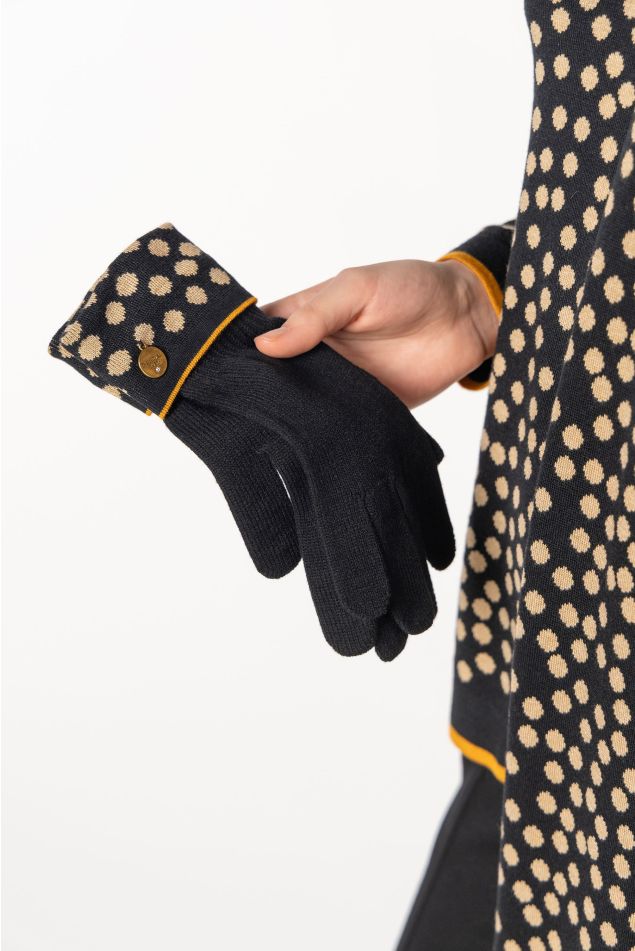 Polka Dot Jacquard Knit Gloves