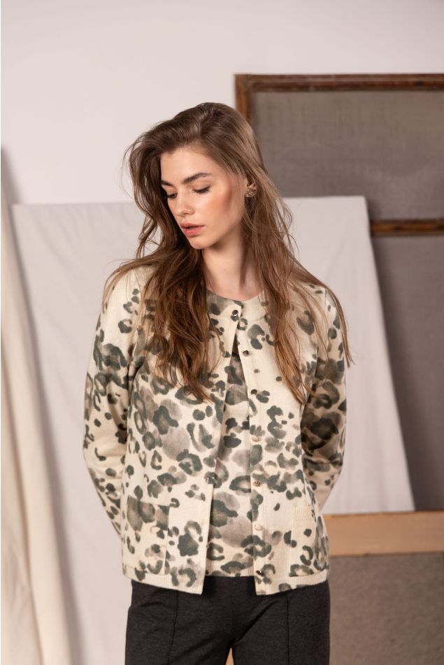 Animal-Print Knit Twinset