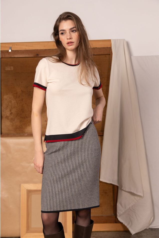 Knit Sweater with Contrast Trim