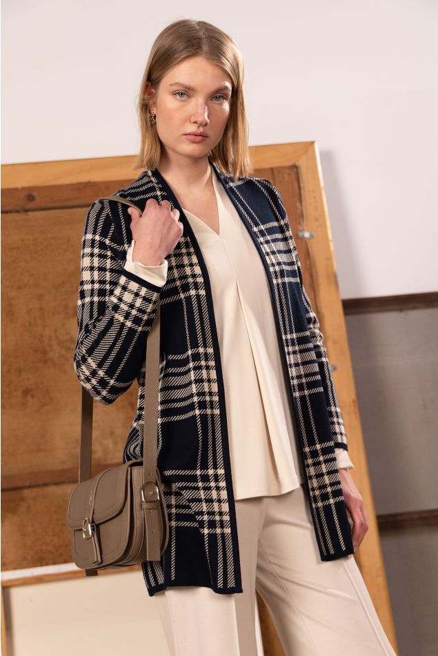 Glen Plaid Jacquard Knit Jacket