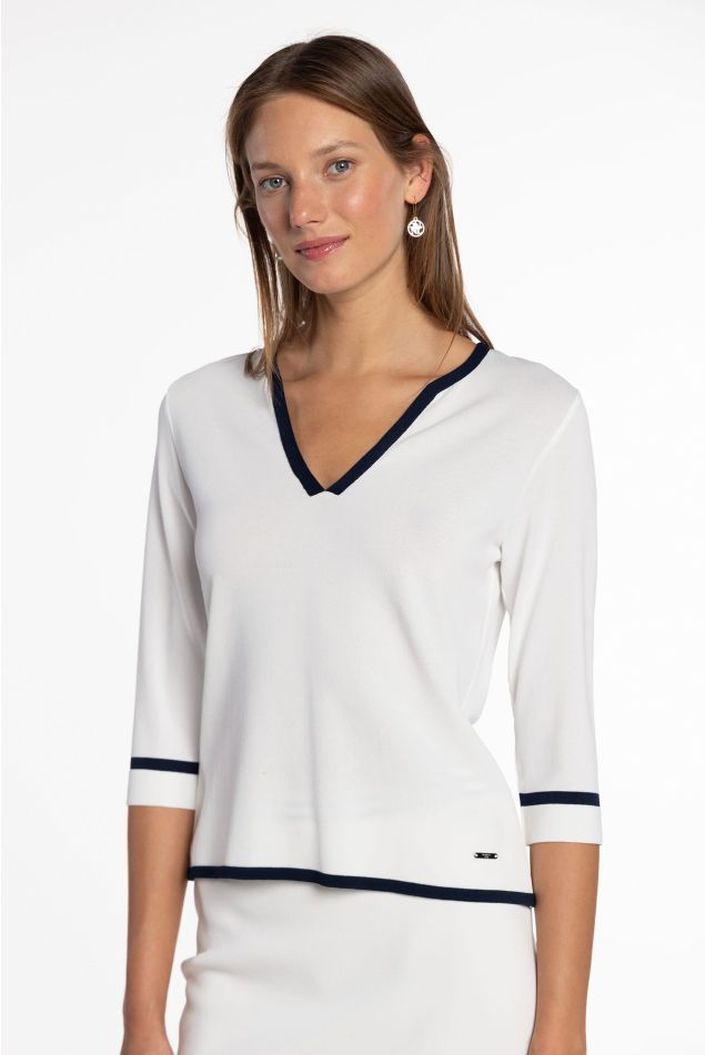 Knit Sweater with Contrast Trims
