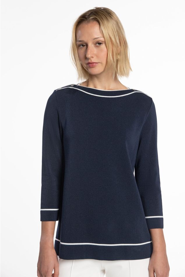 Knit Sweater with Contrast Trims