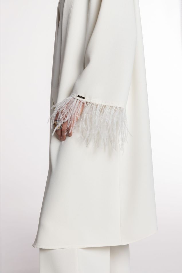 Double Crepe Kimono with Ostrich Feathers