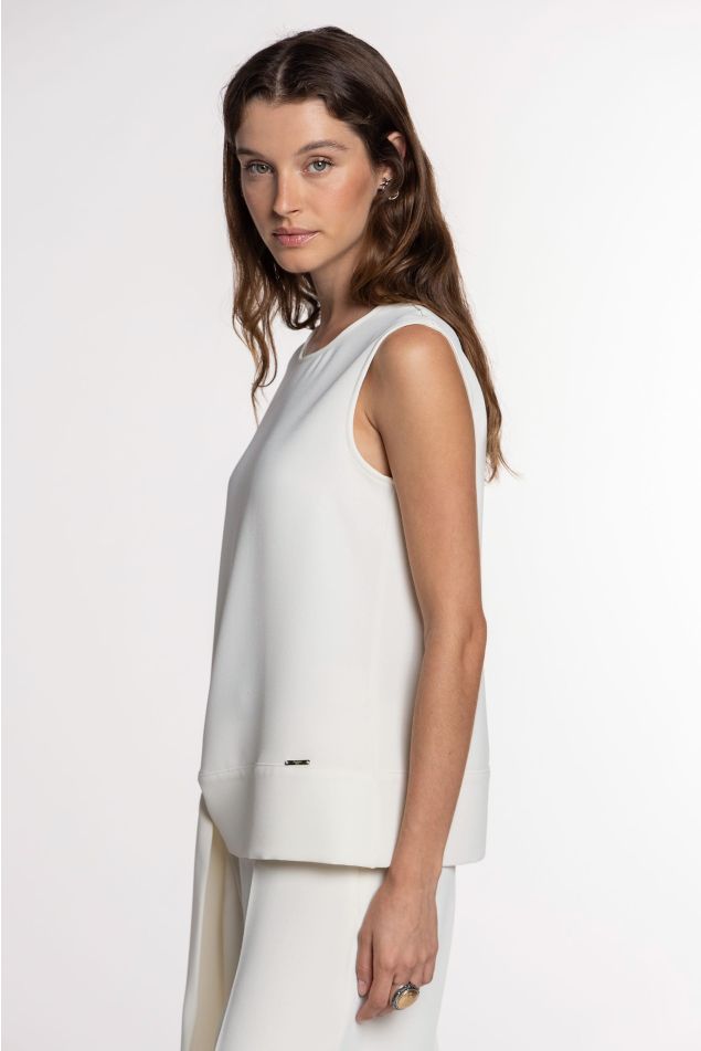 Double Crepe Blouse with Tie Hem