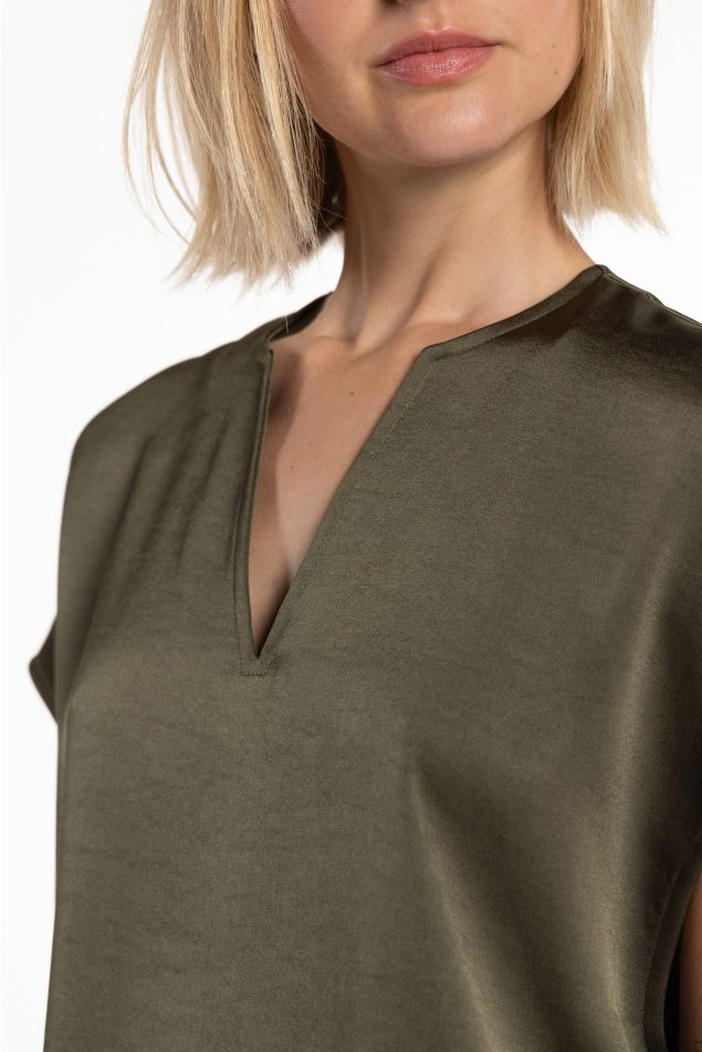 Double Satin Blouse with Japanese Sleeves