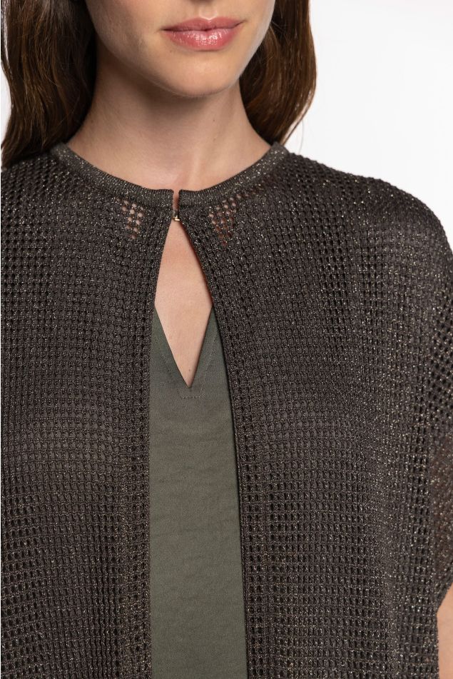 Openwork Knit Cape with Lurex