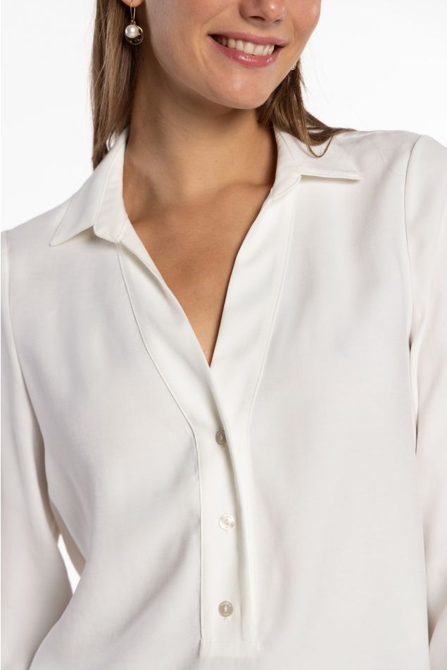 Cupro Blouse with Shirt Collar