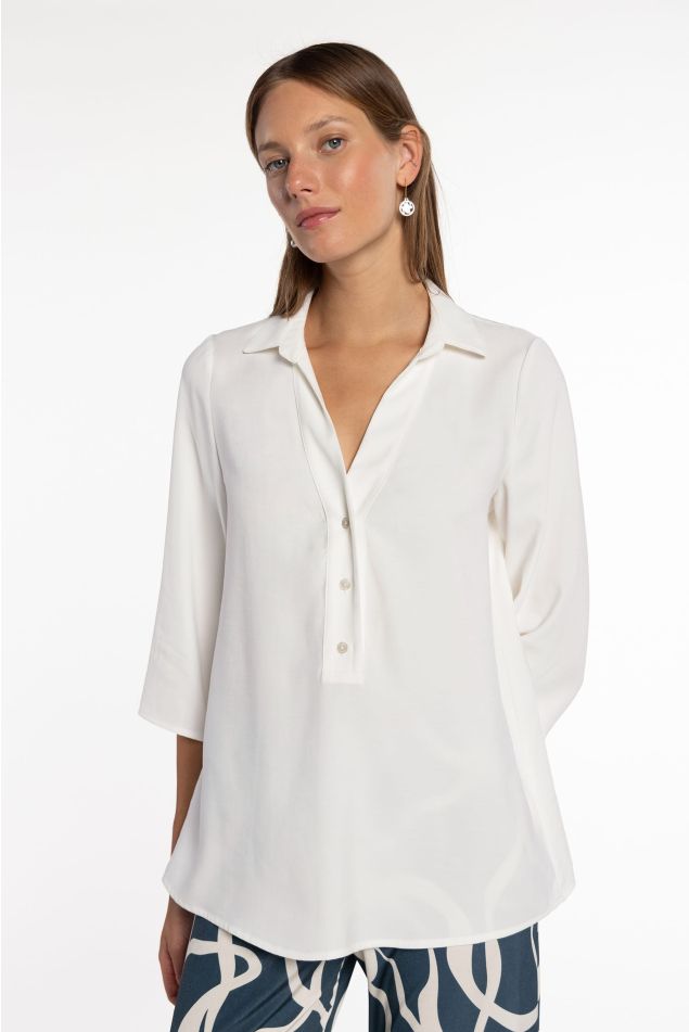 Cupro Blouse with Shirt Collar