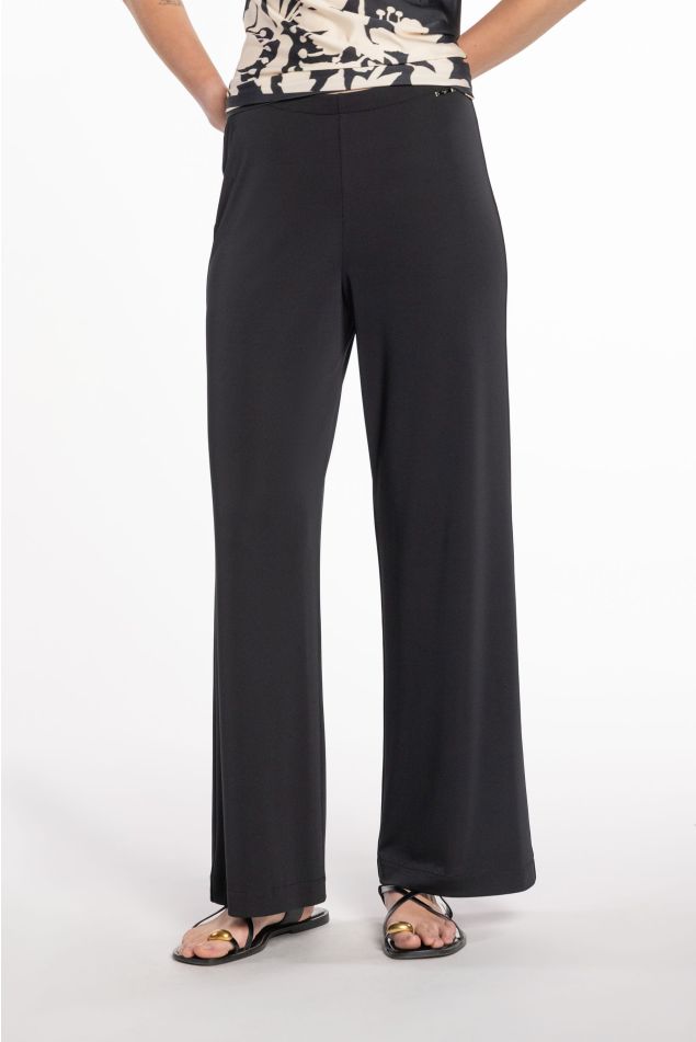 Pantalón de malha circular acampanado