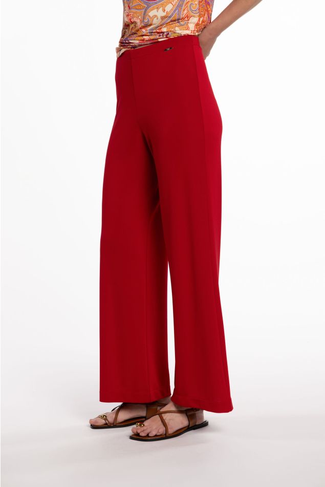 Pantalón de malha circular acampanado
