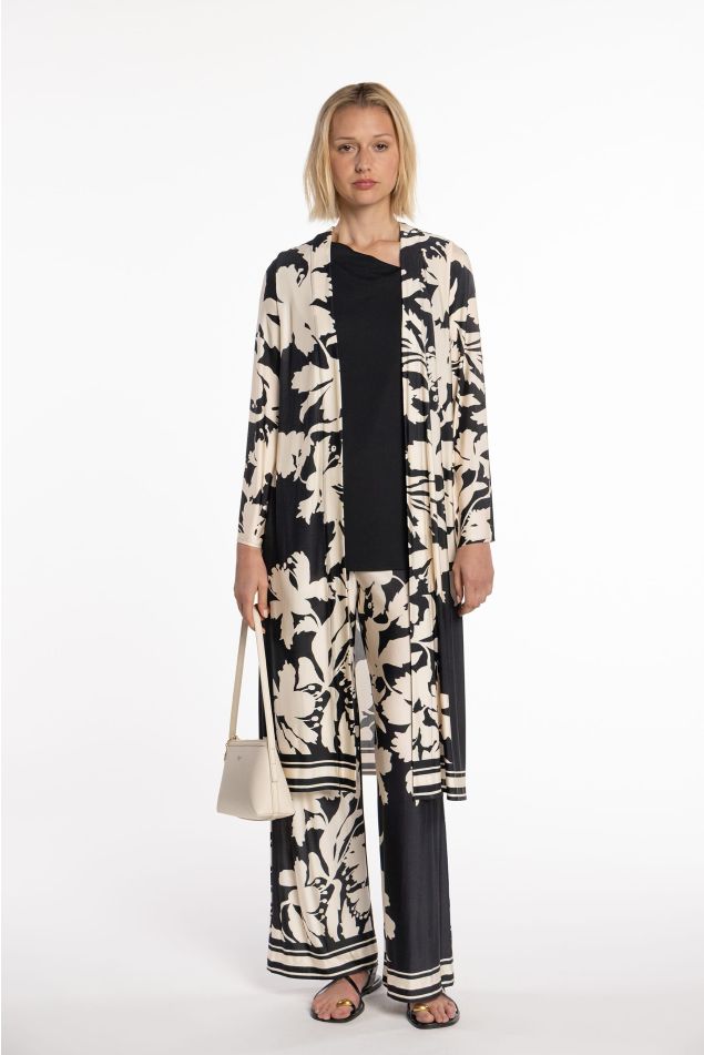 Quimono de malha circular estampado floral