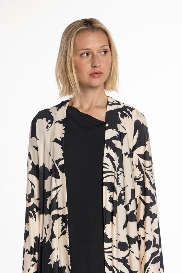 Quimono de malha circular estampado floral