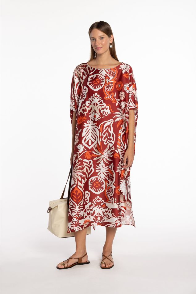 Ethnic Floral Twill Caftan