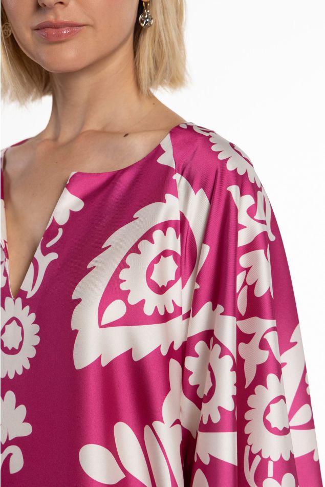 Fuchsia Ornamental Twill Caftan