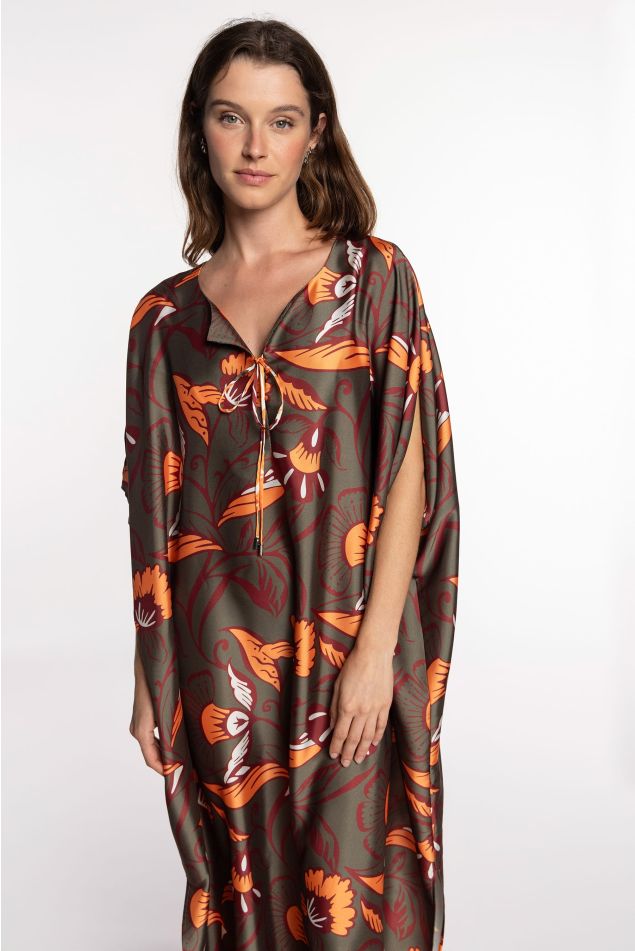 Floral Tie Twill Caftan