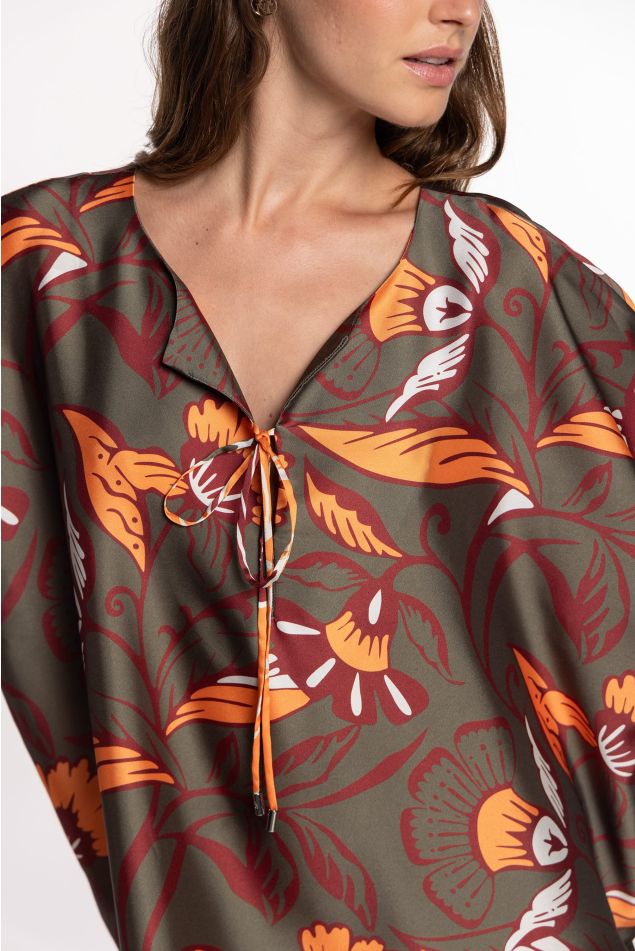 Floral Tie Twill Caftan