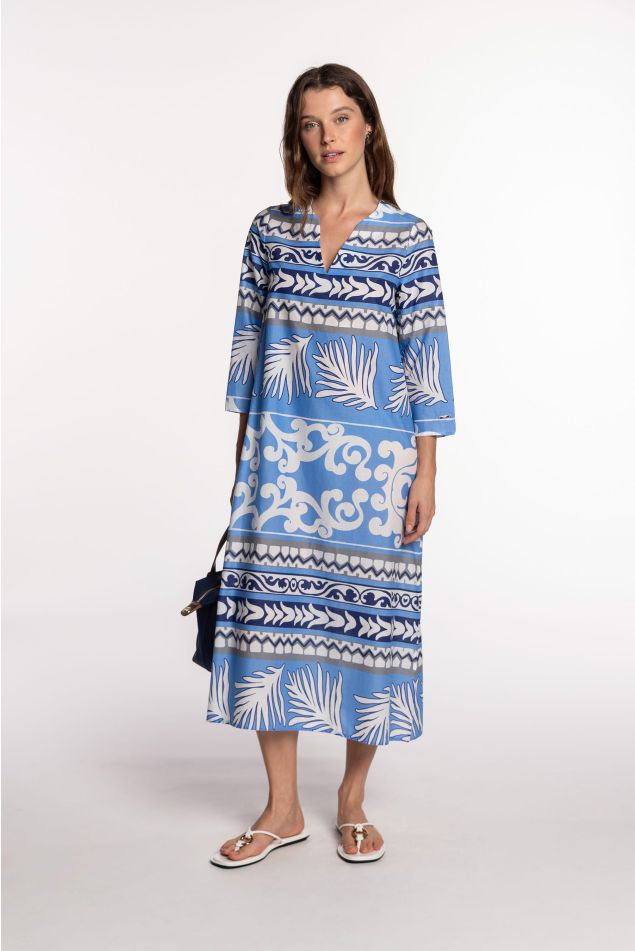 Vestit midi de cotó voile estampat