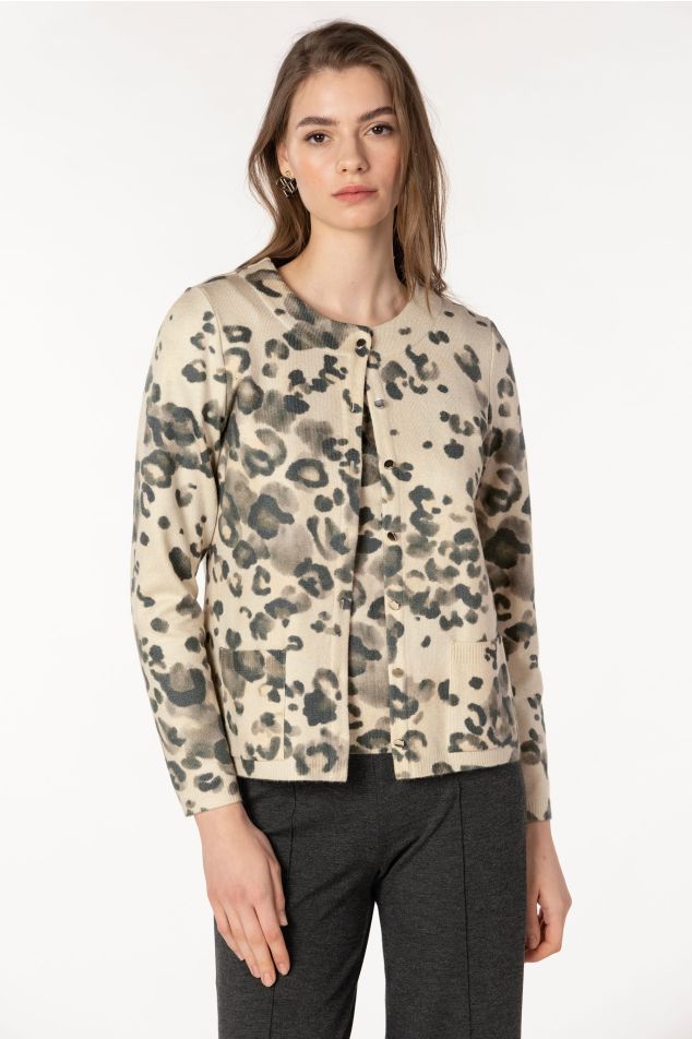 Casaco de malha estampado animal