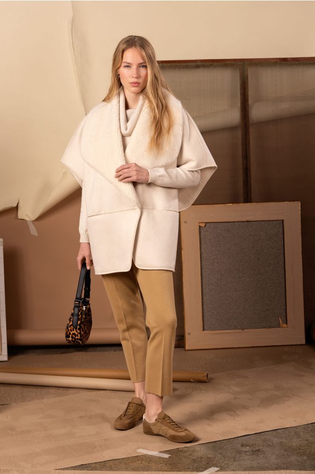Faux shearling reversible cape