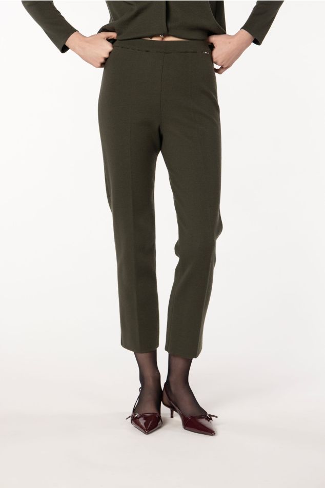 Ankle-Length Stretch Knit Trousers