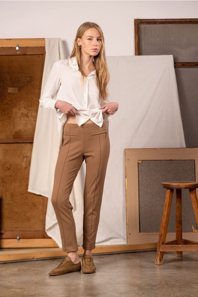 Slim-Fit Trousers with Center Crease