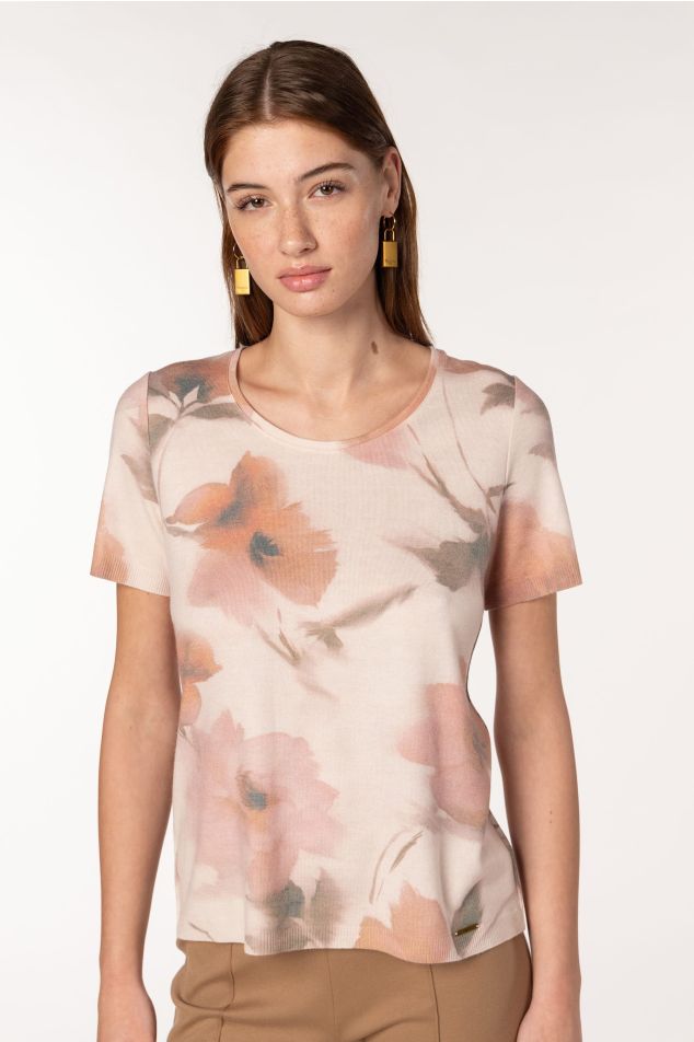 Floral-Print Knit Sweater