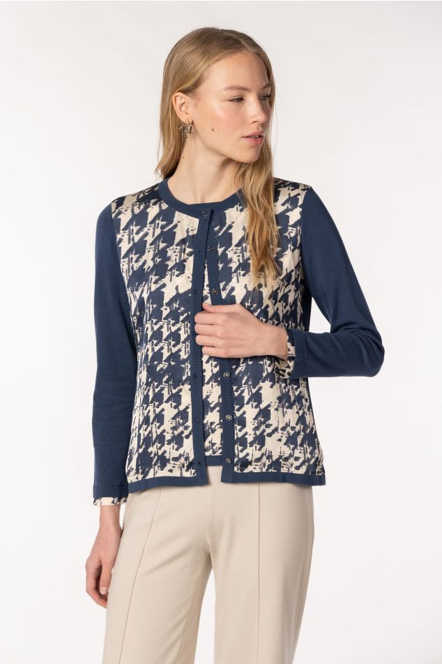 Knitted Twinset with Houndstooth Print