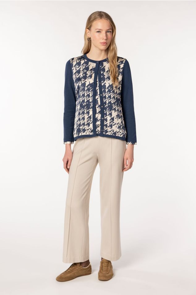 Knitted Twinset with Houndstooth Print
