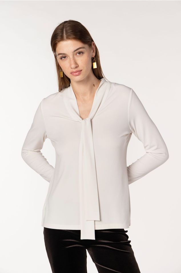 Stretch Jersey Top With Neckline Tie
