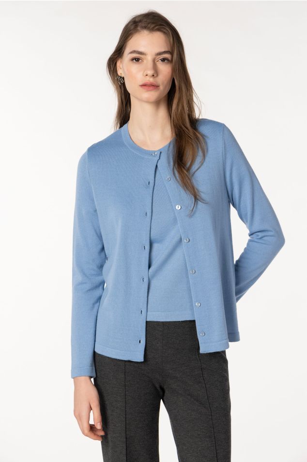 Plain Knit Long-Sleeve Cardigan