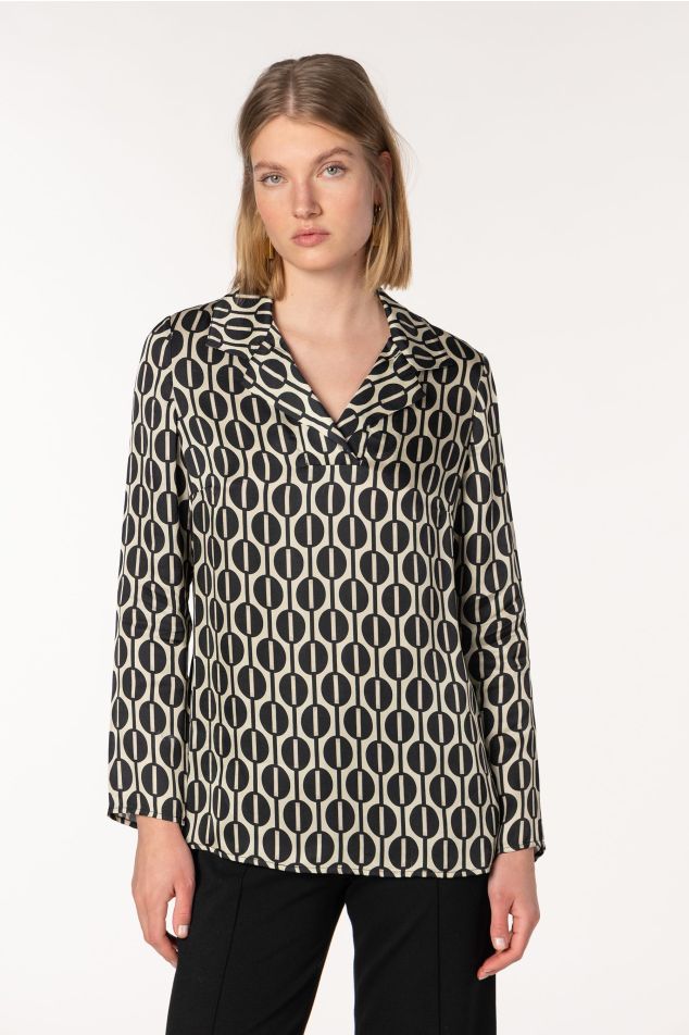 Geometric Printed Satin Blouse