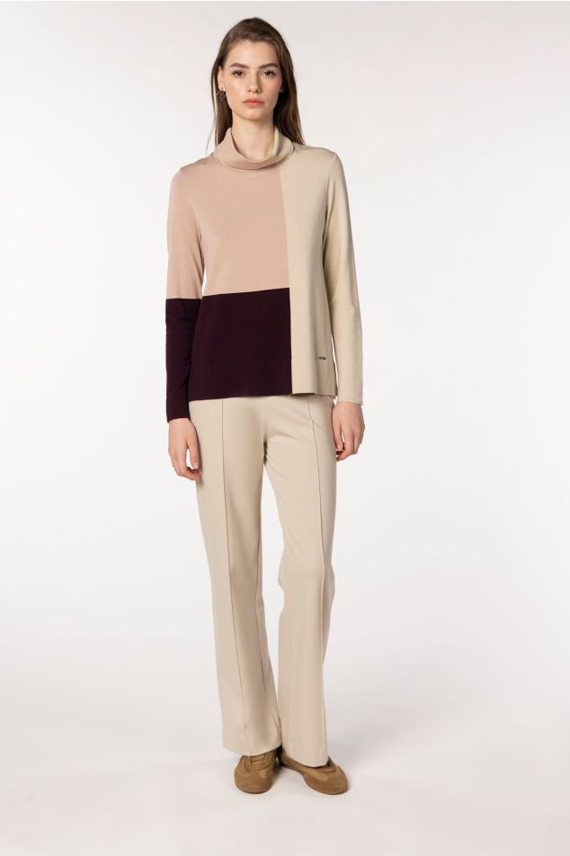 Geometric Intarsia Turtleneck Sweater