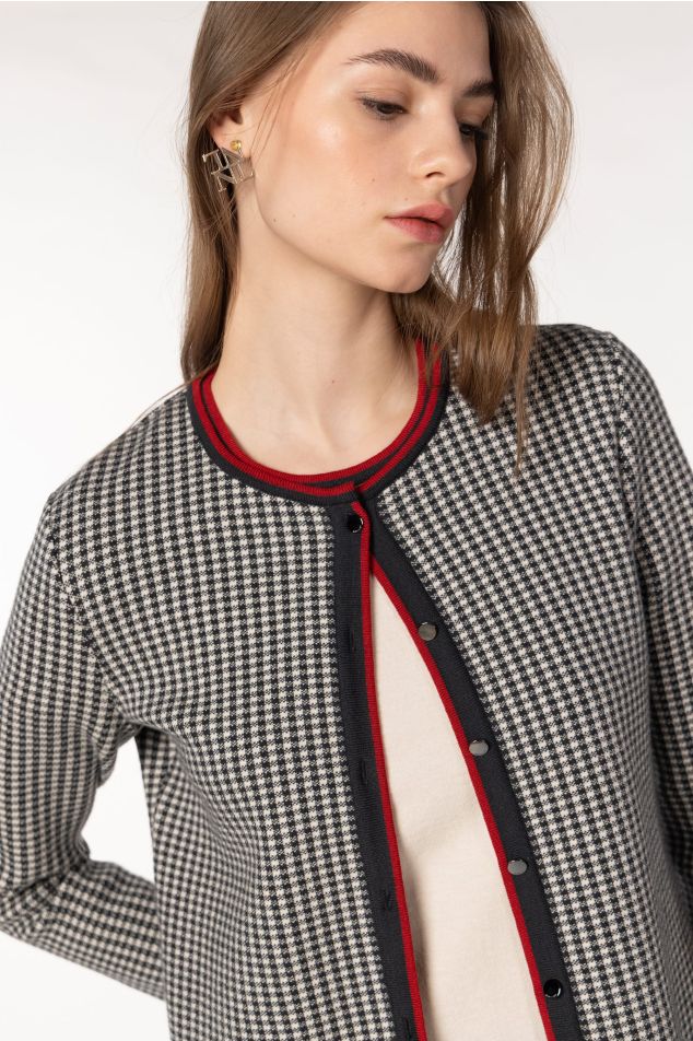 Gingham Jacquard-Knit Twinset