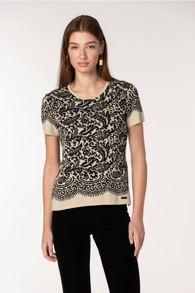 Lace Jacquard-Knit Sweater