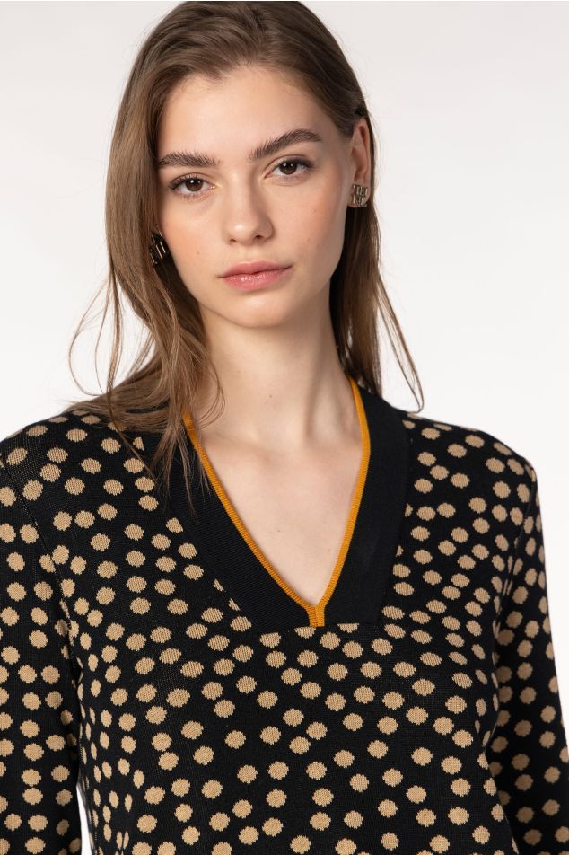 Polka Dot Jacquard-knit Pullover