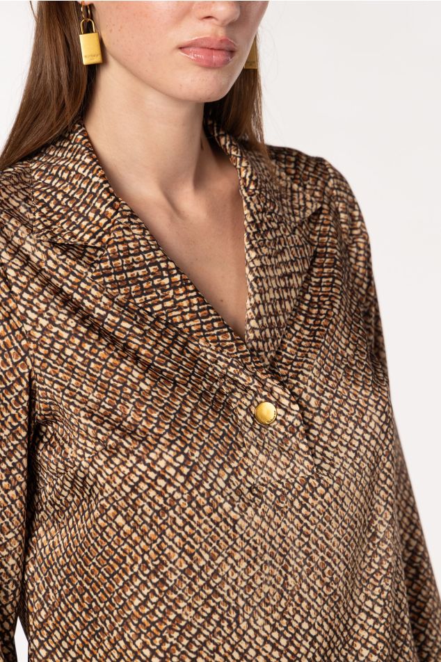 Geometric Printed Twill Blouse