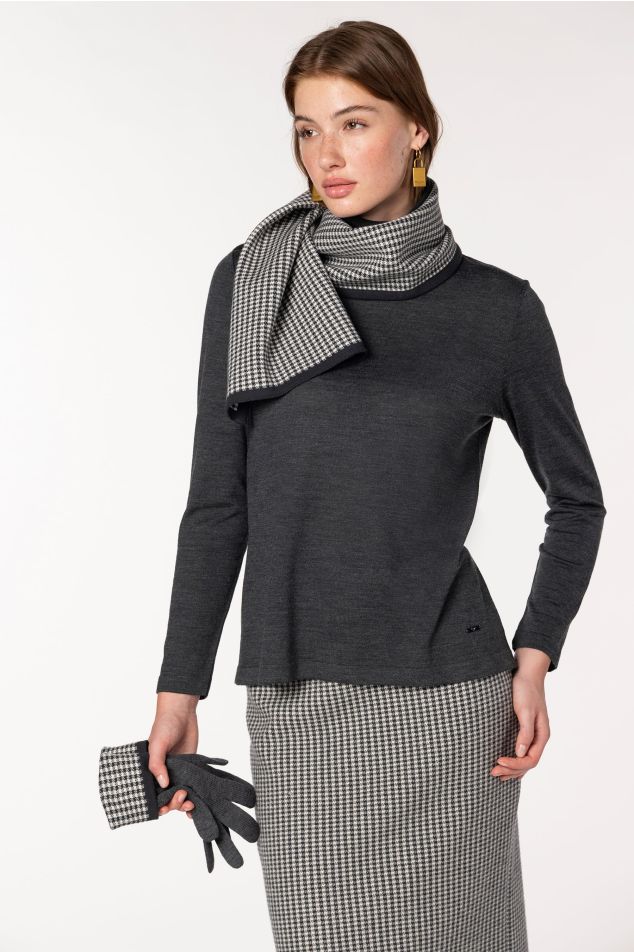 Gingham Jacquard Knit Gloves